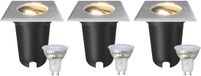 LEDVION Set van 3 LED Grondspot Buiten IP67 3W 230V 345Lm 2700K GU10 wit