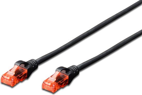 Digitus DK-1617-0025/BL RJ45 Netwerkkabel, patchkabel CAT 6 U/UTP 25.00 cm Zwart