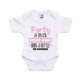 Bellatio Decorations Baby rompertje - Party - Roze - Korte mouw - Katoen - Maat 92