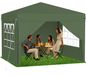 QEENTOE Pop-up vouwpaviljoen, 2,5x2,5m, groen, met zijwanden, in hoogte verstelbaar (240–260cm), waterdicht en winterbestendig, met UV-bescherming, geschikt voor tuin, camping en bruiloften