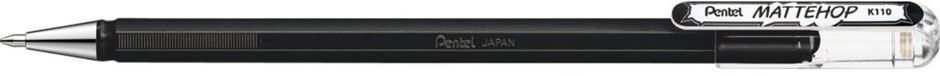 Pentel K110-VAX Mattehop Gelrollerball met zeer dekkende inkt in matte afwerking, model met dop, 1 VE=12 stuks, zwart