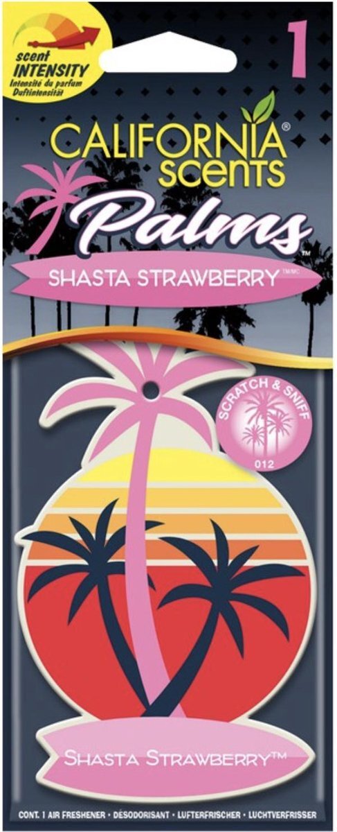 California Scents Palm Tree Luchtverfrisser - Shasta Strawberry - 2 stuk