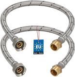 KOTARBAU® 2 Stuks - Flexibele Aansluitslang 1/2"x3/8" - Sanitaire Aansluitslang 50 cm - Flexibele Kraanslang - Buitendraad x Binnendraad - Aansluitslang Armatuur - Gevlochten Roestvrijstalen Aansluitslang