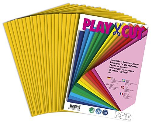 PLAY-CUT Gekleurd papier, A4, 130 g/m2, zonnegeel, 20 vellen, effen kleur