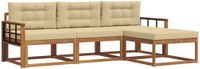 vidaXL - Acacia Houten Loungeset - 4-delig - Natuurlijk en Beige