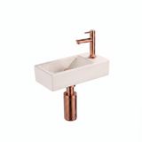 Saniclass Fuente fonteinset – rechthoekig – 40x22x10 cm – solid surface beige – geborsteld koperen kraan