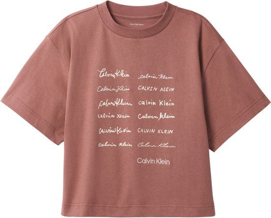 CALVIN KLEIN JEANS Calvin Klein T-shirt Ss Cropped Boxy Grap Lv047f823g 41j Sierra Brown Dames Maat - XL