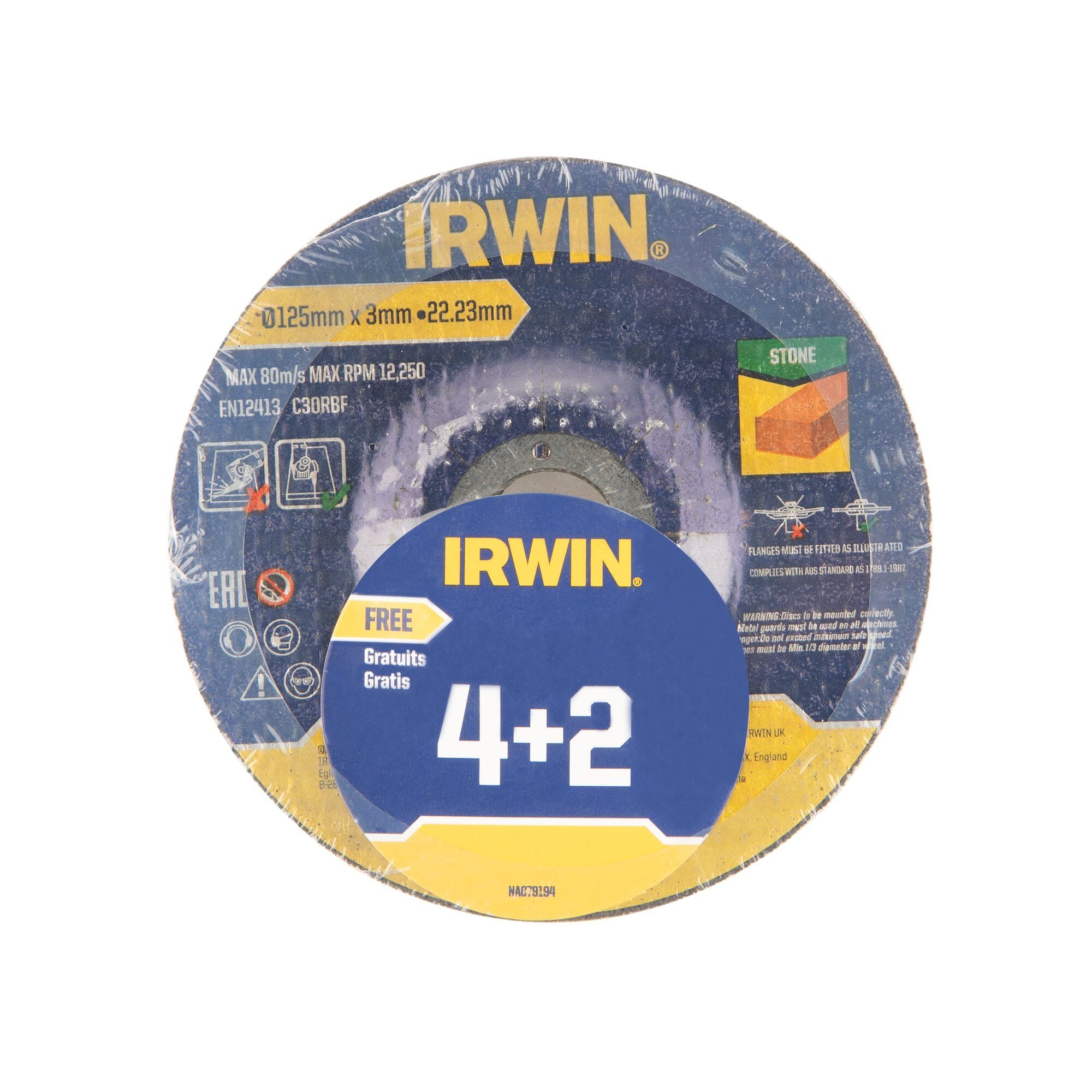 IRWIN 4 slijpschijven (+ 2 gratis) 125mm doorslijpschijf steen
