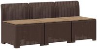 vidaXL 3-zits tuinbank met kussens, rotanlook, bruin