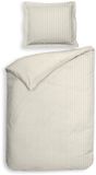 Heckettlane Dekbedovertrek Banda - Bedlinnen met Strepen - 140x200-220 cm - Eenpersoons - Off-White - Dekbedovertrek van 100% Katoen-Satijn