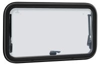 Fenêtre de camping-car - 700x400 mm, double fenêtre coulissant en acrylique - Stores occultants - Moustiquaire - Cadre en aluminium pour épaisseur de paroi de 28-40 mm - Noir