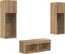 vidaXL TV-wandplanken, 4 stuks, zwart, eikenlook, houtvezel
