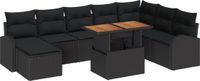 vidaXL Tuinbank - Set - 9 - st - Zwart - Poly - rattan