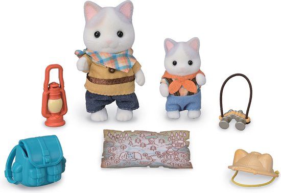 Sylvanian Families 5763 Duo avonturiers - latte kat broer en baby - fluweelzachte speelfiguren