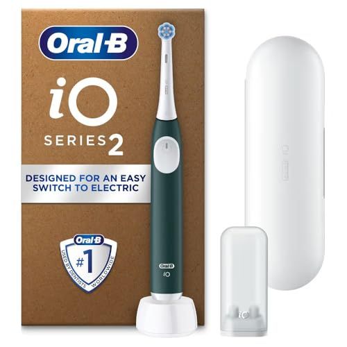 Oral-B iO Series 2 Elektrische tandenborstel, 1 borstel, 3 poetsmodi, magnetische technologie, ontworpen door Braun, bosgroen