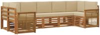 vidaXL Buiten bankenset 6 st Naturel Massief Acaciahout en Polyester