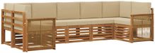 vidaXL Buiten bankenset 6 st Naturel Massief Acaciahout en Polyester