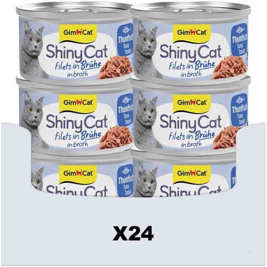 GimCat ShinyCat Filets in broth tonijn 24 x 70 g