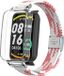 By Qubix Qubix - Braided nylon bandje met case - Roze met wit - Geschikt voor Xiaomi Smart Band 7 Pro / Mi Band 7 Pro bandje