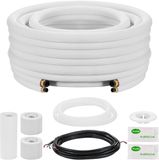 VEVOR Koelmiddelleiding 15,24 M, Koperen Buis 6,4 & 9,5 Mm Buitendiameter, Pe-GeïSoleerde Spoel met Wartelmoeren, Uitgebreide Fittingen, voor Mini-Split Airconditioner, HVAC Of Warmtepompsysteem