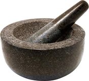 Jade Temple steenvijzel met stamper, in set, effectieve en eenvoudige vijzel van massief graniet met een diameter van 18 cm en hoogte van 8,5 cm (18 x 8.5 cm)
