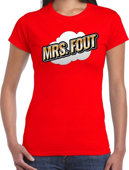 Bellatio Decorations Mrs. Fout fun tekst t-shirt voor dames rood in 3D effect XS