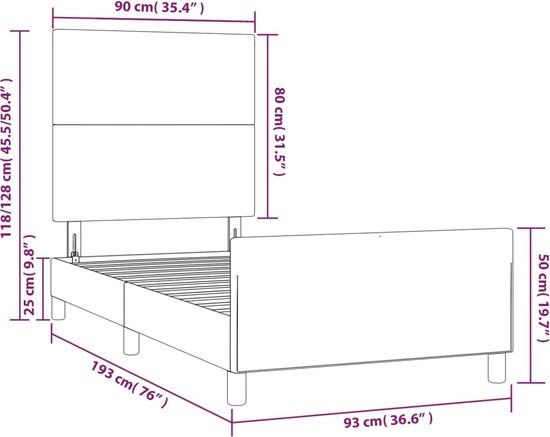 vidaXL Bedframe met hoofdeinde fluweel roze 90x190 cm