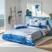 Taie d'oreiller percale de coton voilier marin bleu 65x65 cm