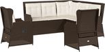 vidaXL 5-delige loungeset met kussens polyrattan bruin
