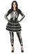 FIESTAS GUIRCA Skeletkostuum - korte jurk met ruches met skeletprint voor dames, volwassenen, maat M, 38-40