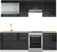 Vicco Fame-Line Unité de cuisine complète – 240 cm, WB Chêne Anthracite laqué brillant/blanc