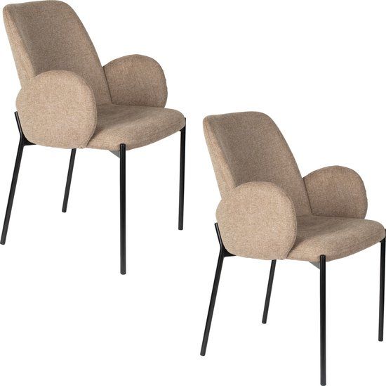 Housecraft Living Tjarda Eetkamerstoelen Armleuning Bruin - Set van 2