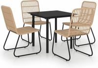 vidaXL 5-delige Tuinset Poly Rattan en Glas