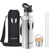 Sparrow Geïsoleerde Waterfles - Drinkfles met Rietje - Thermosfles 2 doppen | 500/750ml/1L, Kind Vacuüm Stalen Waterfles, Lekvrij, Vaatwasserbestendig, Koudhoudend & Warmhoudend, BPA-vrij, TwistTrail