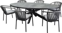 AVH-Collectie Ohio Apollo dining tuinset 241x116xH74 cm 7 delig antraciet keramiek
