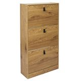 Kapatero 3 Purtas Abbo | Houten schoenenkast, 3 deuren, model Abbott, entree of woonkamer, grote capaciteit, 63 x 117 x 24 cm, bruin