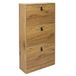 Kapatero 3 Purtas Abbo | Houten schoenenkast, 3 deuren, model Abbott, entree of woonkamer, grote capaciteit, 63 x 117 x 24 cm, bruin
