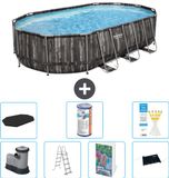 Bestway Ovaal Power Steel Zwembad - 610 x 366 x 122 - Grijs