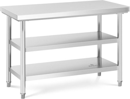 Royal Catering RVS Werktafel - 120 x 60 cm - 600 kg - 3 levels - Opvouwbaar