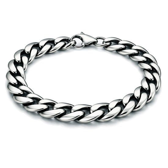 LGT JWLS Stalen heren armband Gourmette schakel Vintage 9mm-18cm