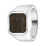 Lucardi Heren Zegelring bronzonite - Ring - Vaderdag Cadeautje - Staal - Zilverkleurig