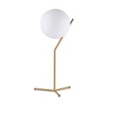 BARCELONA B·LED BARCELONA LED Tafellamp, elegant, modern, goudkleurig, hoekig, met witte glazen bol, opaal, voor woonkamer, nachtkastje, slaapkamer, hoofd
