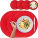 Sans marque Sets de 4 sets de table ronds en feutre et 4 sous-verres - Blanc