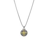 Lucardi Heren Stalen ketting met hanger kompas - Ketting - Staal - Zilver - 55 cm