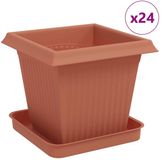 vidaXL Plantenpotten 24 stuks baksteenrood kunststof