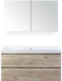 BES LED Maxx XL Badmeubelset 120 cm - Craft Oak - Wastafel Just Enkel Zonder Kraangat met Spiegelkast