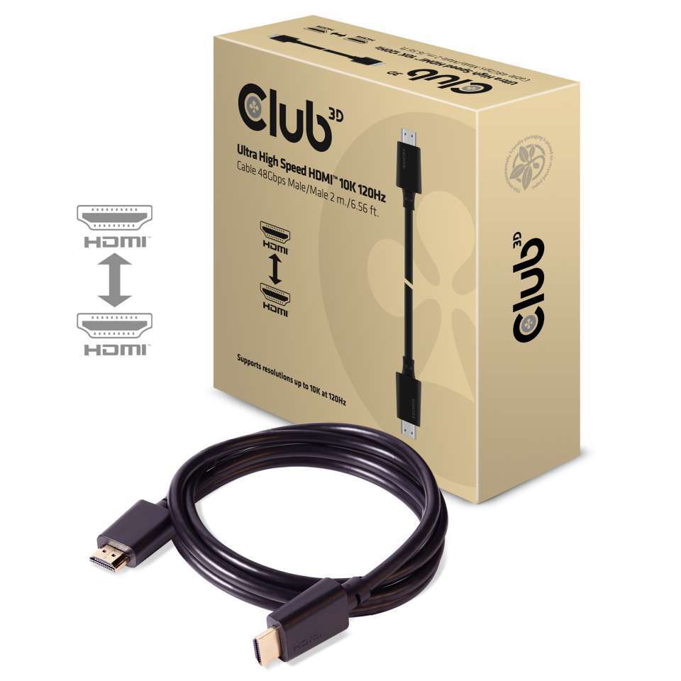 Club 3D Ultra High Speed HDMI™2.1 Kabel 10K 120Hz 48Gbps Male/Male 2 meter