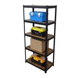 Merkloos Relaxdays Stellingkast - 180x60x30 cm - 500 kg - Steeksysteem - Industrieel - Zwart/Bruin