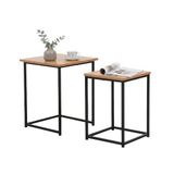 TAISSU - Set van 2 Bijzettafels - 40x40x50 cm - Zwart-Eiken - Mod. SKIVE