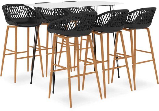 vidaXL 7-delige Barset wit en zwart